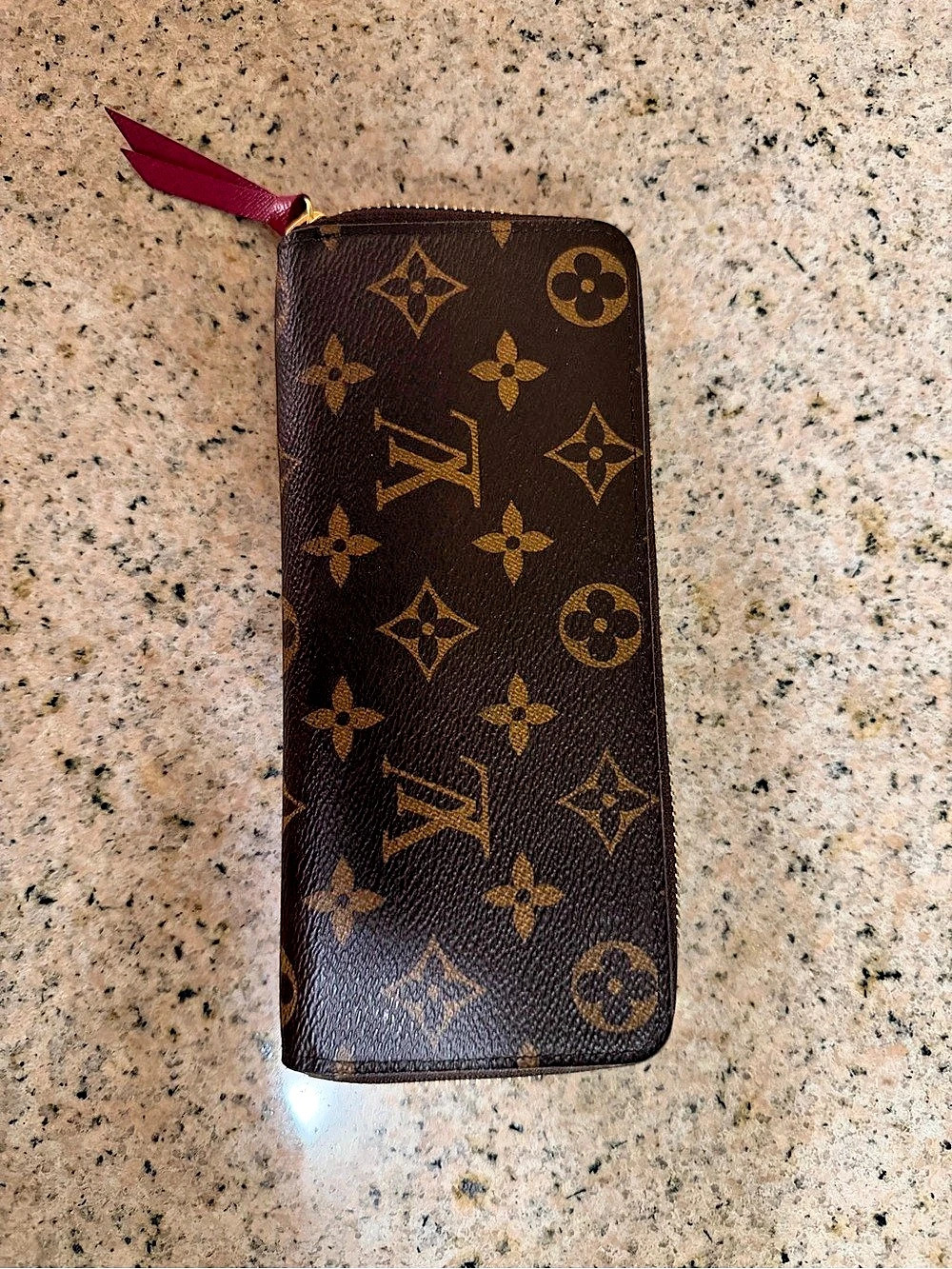 Louis Vuitton Clémence Wallet Monogram Fuchsia Brown